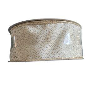 Wired Jumbo Beige with Gold Fleck Ribbon | 100% Polyester | 2.5 in x 80 ft